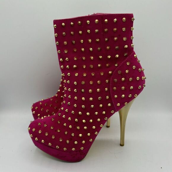 Goldfish Women Sz 9-9.5M Pink Stiletto 5" Hi Heels Shoes Spike Dancer Glam Rock - Picture 1 of 7